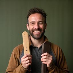 Customer Marcus holding recycled strap kit